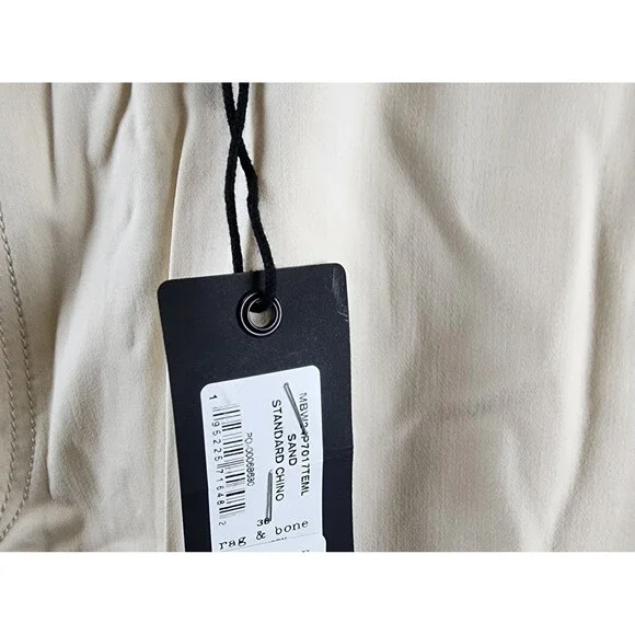Rag & Bone Standard Chino Pants Men's 36 Sand Side Pockets Button Zip Closure